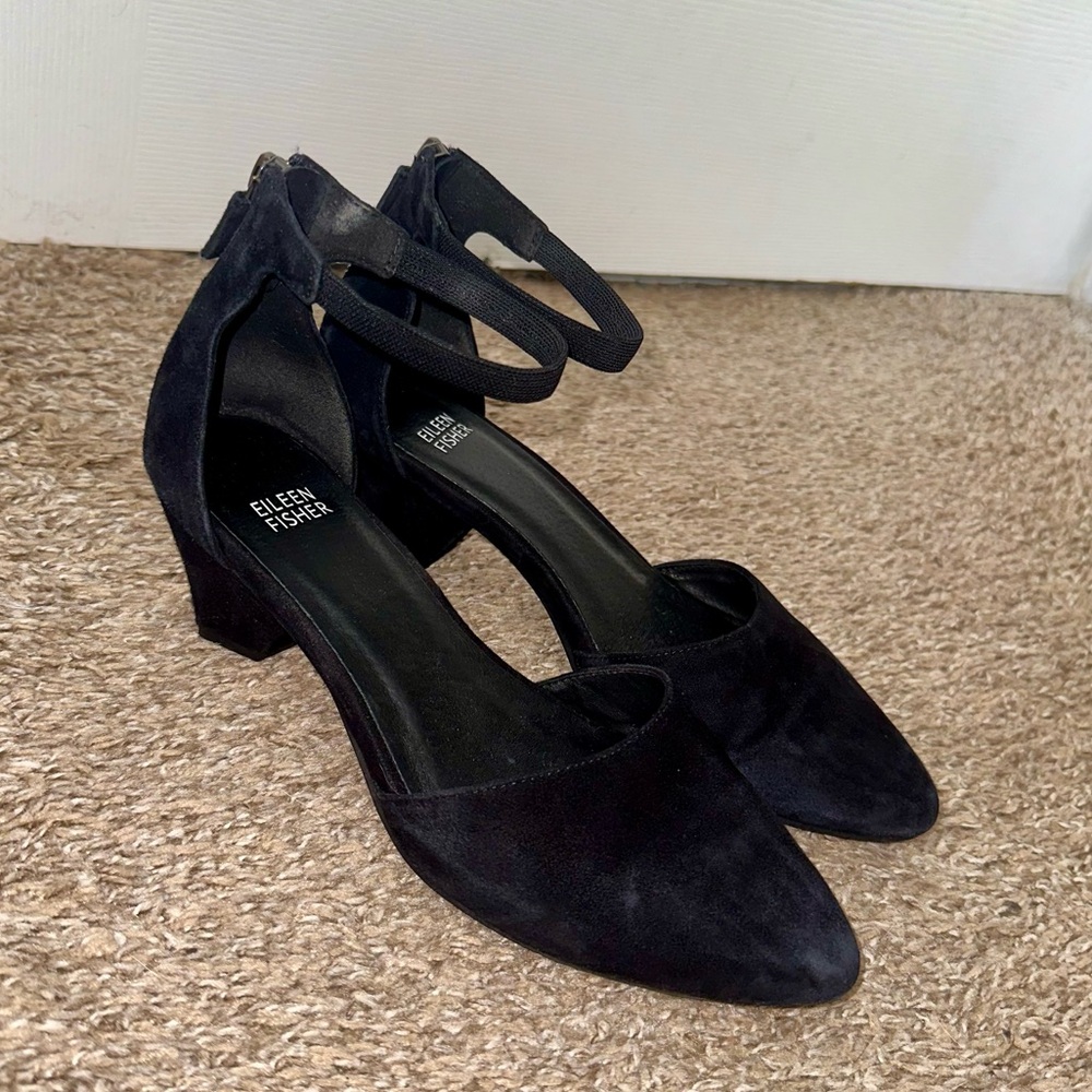 eileen fisher ankle strap kitten heels geometric pointy heel and toe